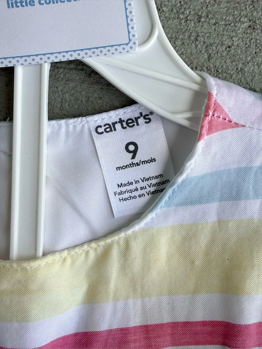 Carter's Sleeveless Pastel Stripe Bow Dress Size 9 Months Little Collections